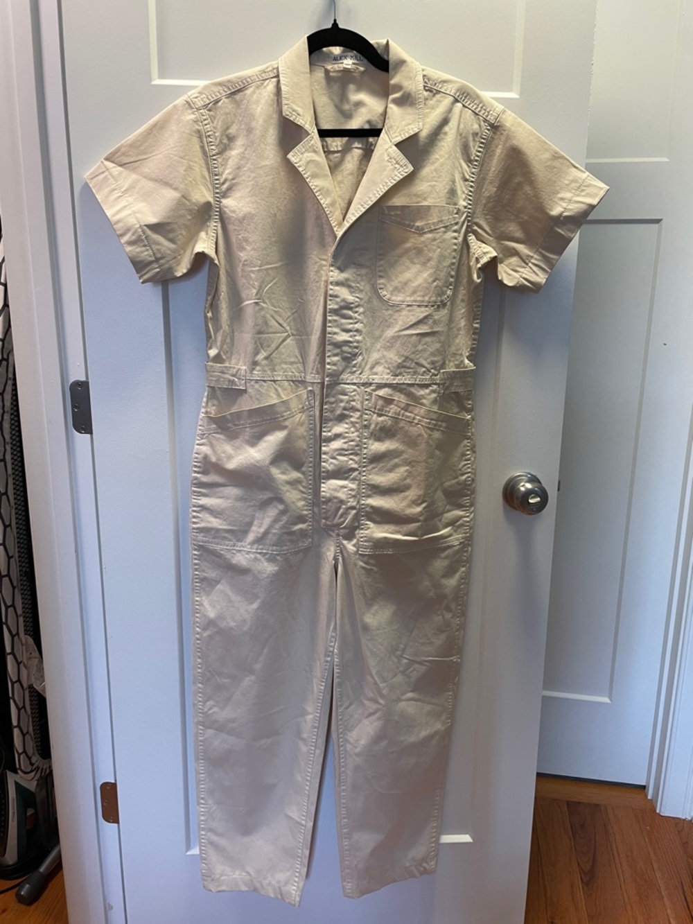 Alex Mill Cream Short-Sleeve Utility Jumpsuit Size M